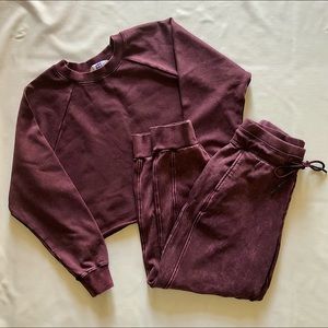 JoyLab purple acid-wash matching set. Size XS.